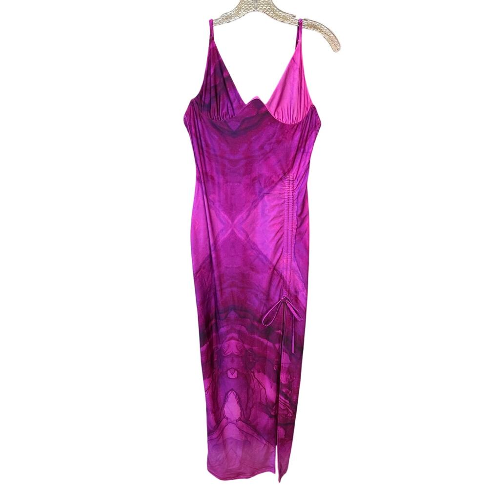 Sodah London Sweetie Maxi Dress Pink Side Slit Bodycon Sexy Size 12 Large - Picture 4 of 14